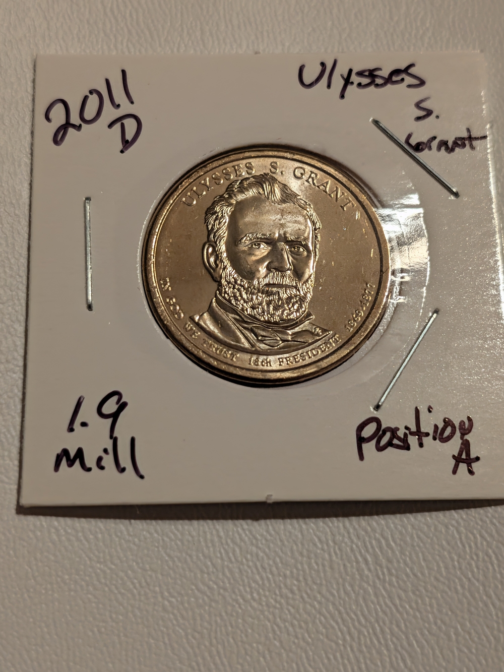 2011 D Ulysses S. Grant Presidential Coin - Gold Tone From A U.S. Mint Roll
